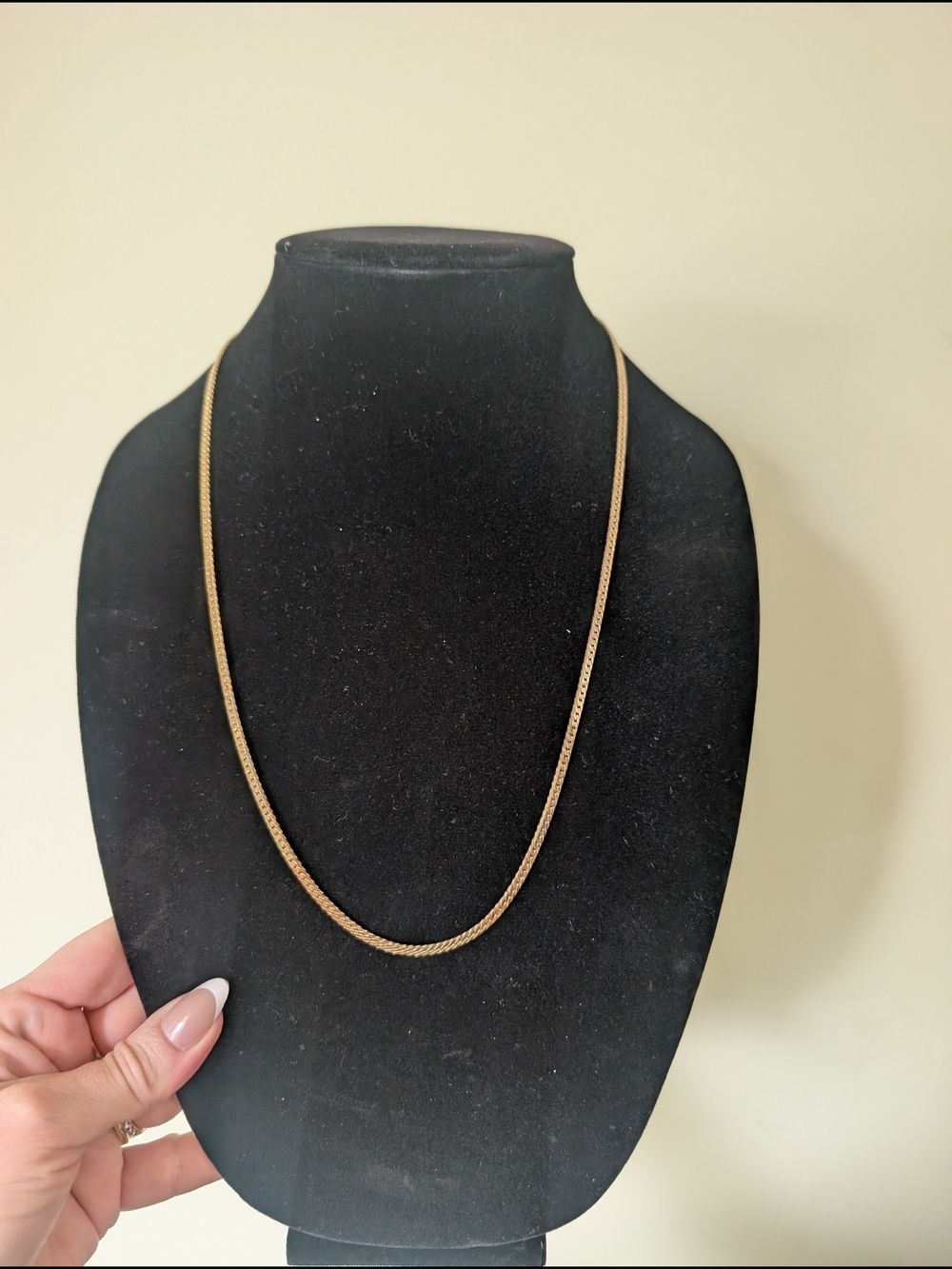 Goldtone Herringbone Chain Necklace - Picture 8 of 10